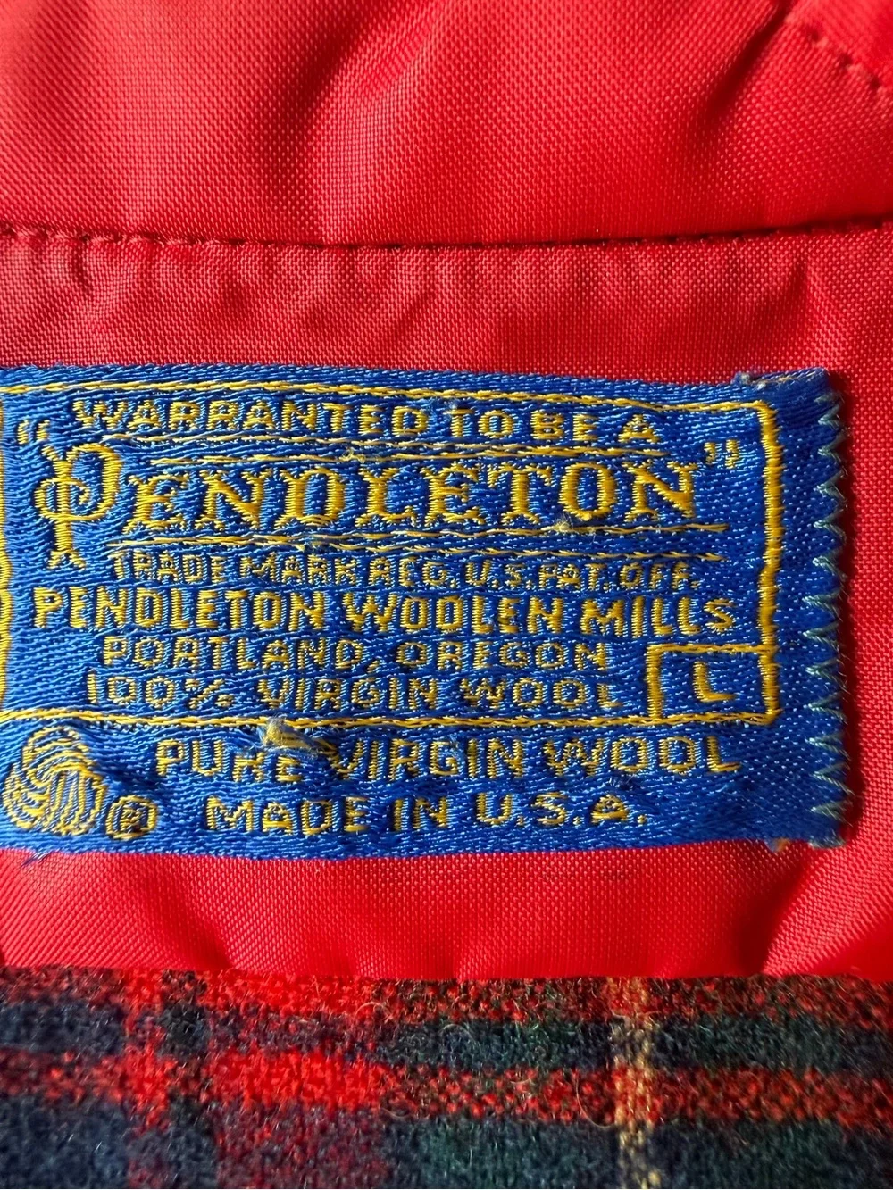 Pendleton-Vintage 80s Classic Red Tartan Plaid Board Shirt 100% Pure Virgin Wool